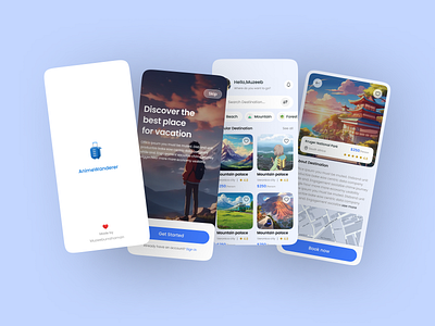 Travel Anime App UI Design #dailyuidesign app design explore ui mobile app tourism app design travel travel agent travel app travel app ui travel experience ui ui design user interface ux