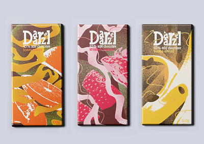 Chocolate packaging design for "Daarzel" chocolates chocolate packaging design food packaging design graphic design label label design packaging design