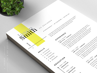 Resume/CV cover letter cv template design illustration professional resume ui us letter vector word