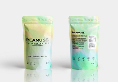 Pouch packaging design for "Beamuse" brand brand design branding coffee packaging graphic design label packaging packaging design pouch packaging product design