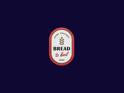 Bread to Bed Logo. Food Delivery. badge blue design embrodery icon logo logotype mock up red