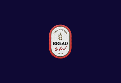 Bread to Bed Logo. Food Delivery. badge blue design embrodery icon logo logotype mock up red