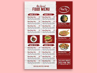 Food menu template design branding flyer food menu graphic design illustration