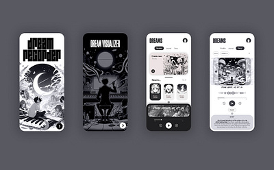 Dream recorder app branding dream dream recorder graphic design greyscale ui