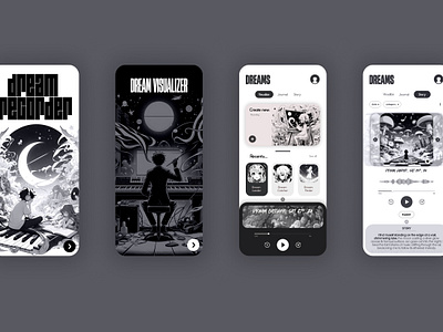 Dream recorder app branding dream dream recorder graphic design greyscale ui