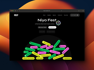 Niyofest Hero animation event design hero section landing page ui