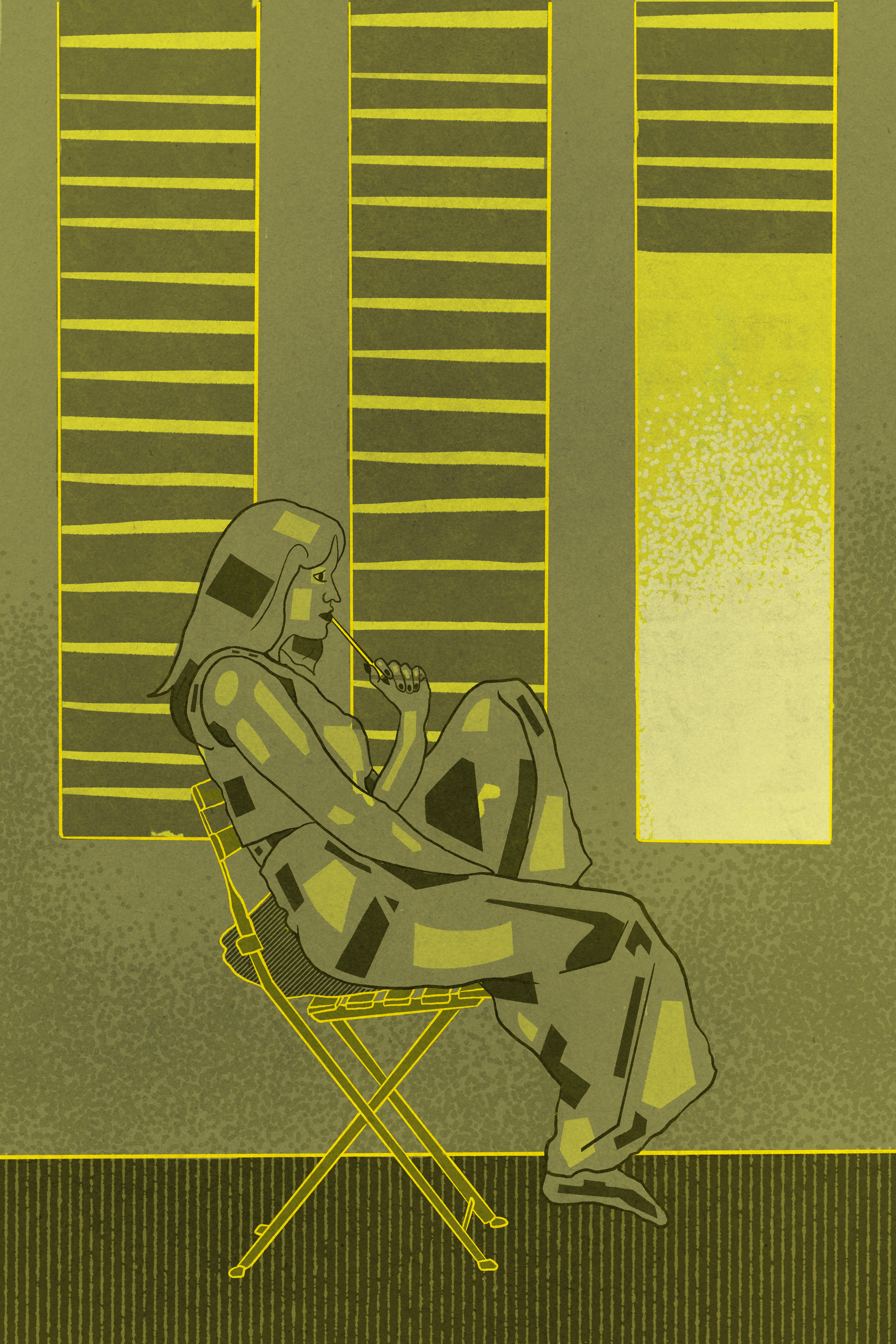 Woman In Interior apartment interior art direction character character design colorful design fine art france french illo illustration painting procreate thinking woman illo woman on chair