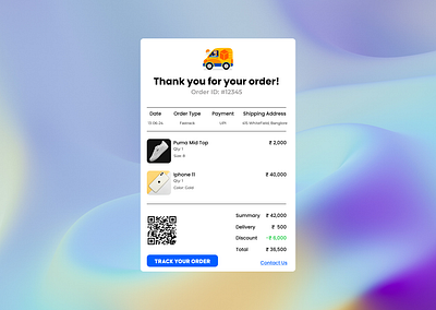 Purchase Receipt Design #DailUI Day 17 app design branding design figma graphic design marketing ui uiux ux