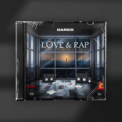 Love And Rap cover art for DARED album cover art artwork boombox cover bussines cd cover cover cover art design dribbble fire graphic design love mic microphone cover mixtape cover photoshop rap room