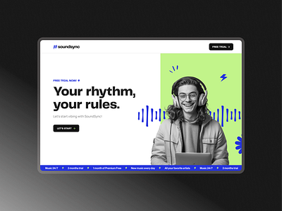 Website Music - UI blue branding design graphic design green music sound ui ux web website