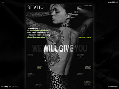 Тattoo mastery training Landing Page branding concept creative design homepage landing page minimalism site ui uidesign uiux web website