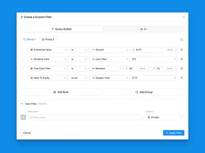 Countercyclical · Filter · Custom Filters countercyclical design enterprise filter finance graphic design minimal modal popup search ui