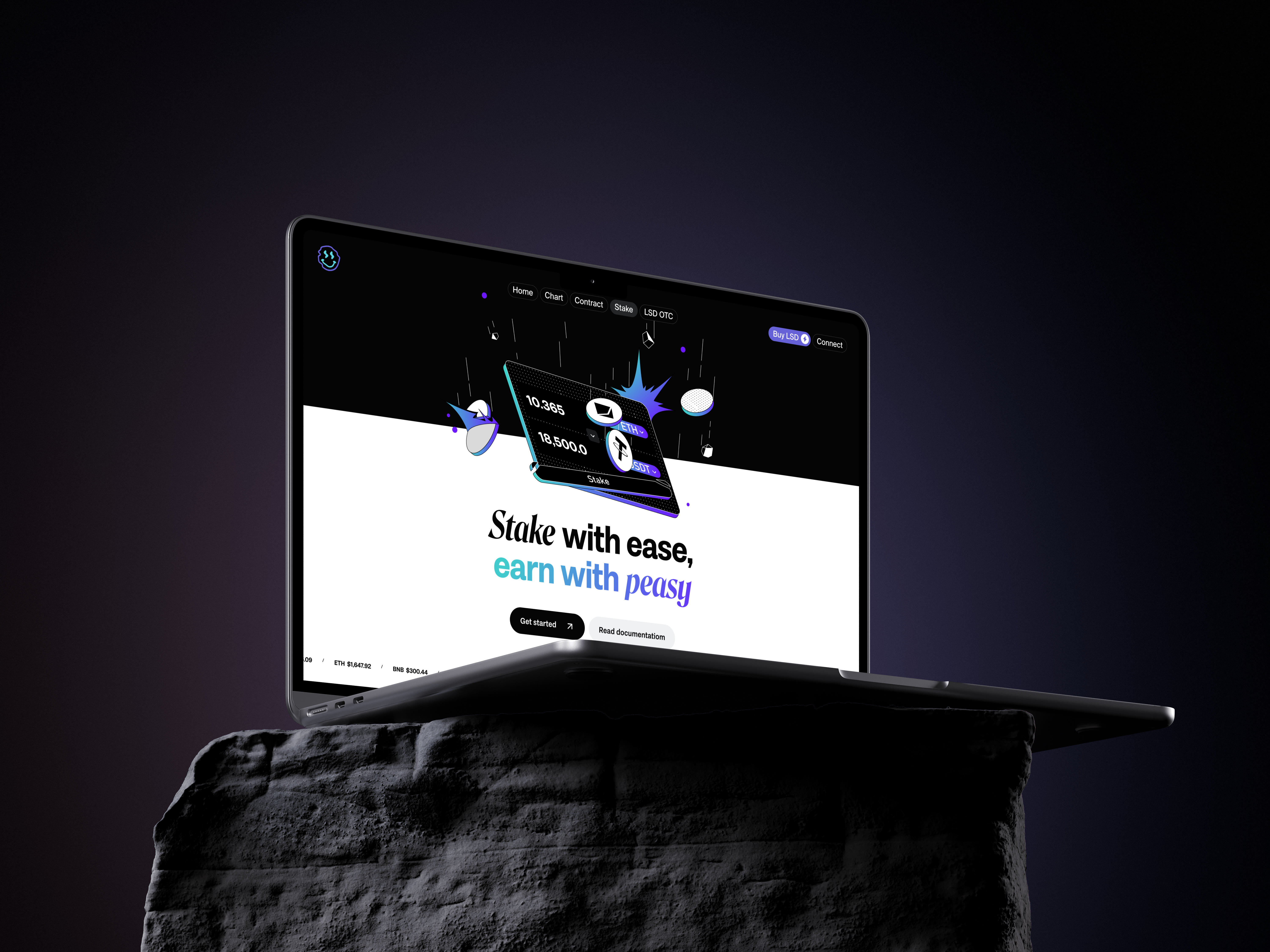 L*D protocol: Website, hero, main landing page design blockchain brand branding crypto cryptocurrency defi earn finance fintech identity page protocol renat renua saas stake swal wallet web web3