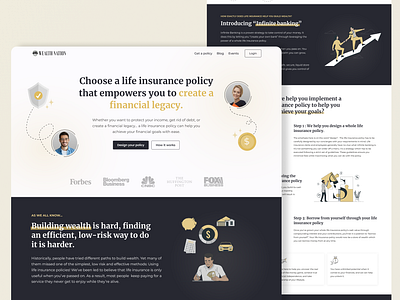 Wealth Nation website redesign 404 404 page blog blog page finance financial financial website gold and black homepage illustrations landing page money money website no results redesign wealth web website website ui