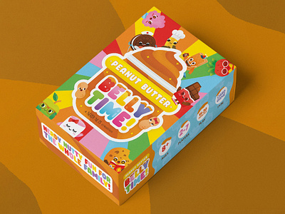 Peanut Butter Belly Time Box Design branding card game character illustration children illustration colorful cute characters design flat food characters game design illustration illustrator kid characters logo logo design logo mockup peanut butter belly time print layout texture vector