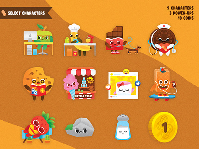 Peanut Butter Belly Time Character Design branding card game character design characters childrens illustration chocolate colorful cookies cotton candy cute characters design flat food characters fruit illustration illustrator oreo texture vector wafer