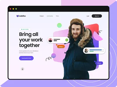 Online Meeting App Creative Landing Hero Section Design moderbe portfolio hero