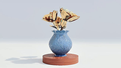 Vase with Roses 3d 3d modeling cinema4d digital sculpture redshift rendering zbrush