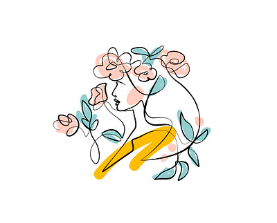 line art continuous line drawing design elegant female female portrait illustration line line art line drawing logo minimalist modern one line drawn portrait vector woman woman in flowers