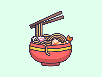 Bowl of Ramen Illustration cartoon character colorful cute design icon illustration mascot ramen simple