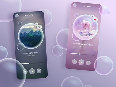 Bubble Music Player bubble bubble ui frutiger aero glassmorphism mobile app music app music player neumorphism ui