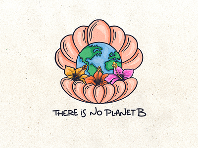 There is no planet B beach concept design earth earth day go green graphic design hawaii illustration outline pearl pearl illustration planet planet b save earth sea shell surf art surfing t shirt art there is no planet b
