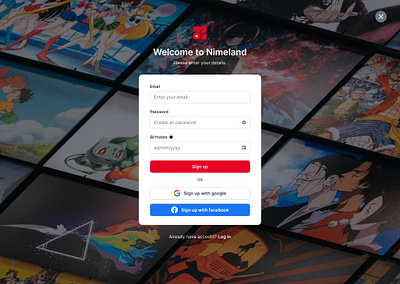 Daily UI, #001 - Sign up page Anime Streaming Platform design sign up ui ux website