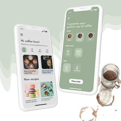 Mobile app for ordering & customising coffee☕ ui