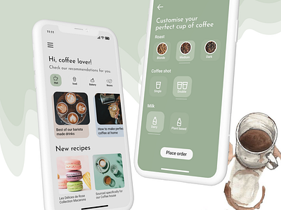 Mobile app for ordering & customising coffee☕ ui