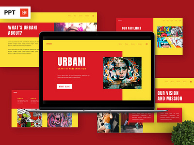 Urbani - Graffiti Powerpoint Templates colorful infographic paint portfolio powerpoint presentation template