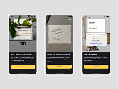 AR Scan-to-Translate App: Onboarding Screens app app design app ui ar ar design augmented reality figma mobile app onboarding screen