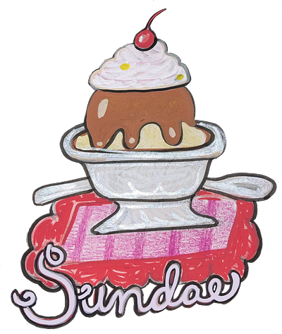 Sundae hand lettering illustration