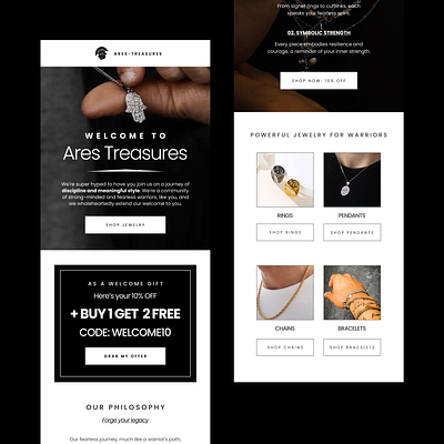 Ares Treasure - Welcome Email Flow Design graphic design ui