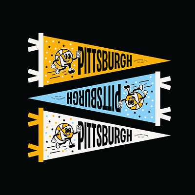 Retro Basketball Pennant - Pittsburgh Pipers basketball flag mascot pennant pittsburgh retro vintage