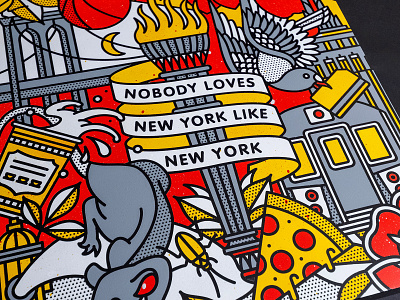 Nobody Loves New York Like New York basketball coffee halftone hand painted illustration love monoline new york nyc painting pigeon pizza pop art rat spray paint subway tattoo