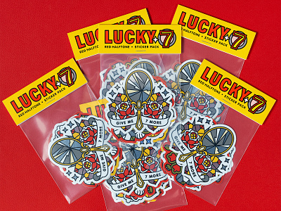 Lucky Sticker Pack halftone illustration luck monoline packaging pop art print seven sticker sticker pack superstition tattoo
