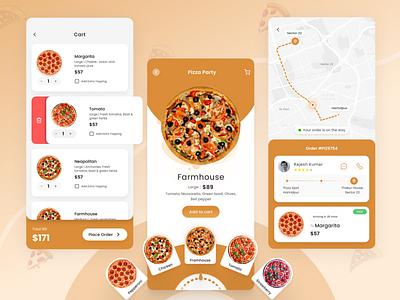 Pizza Delivery App app design delivery app design figma figma ui food delivery app mobile app design pizaa app design ui uiux ux