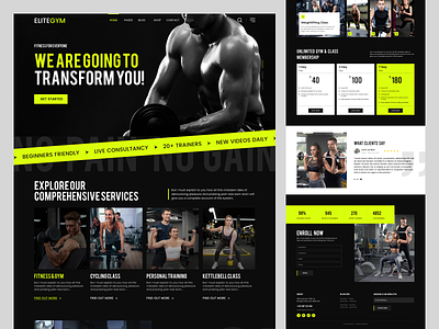 Elitegym - Fitness Landing Page Design clean website crossfit fitness fitness center fitness landing page flexibility gym gymworkout landing page pilates running sport ui uiux user interface ux web website weightlifting yoga