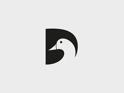Letter D Duck Negative Space Logo brand branding design duck initial logo letter d logo logo designer negative space logo