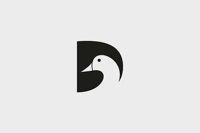 Letter D Duck Negative Space Logo brand branding design duck initial logo letter d logo logo designer negative space logo