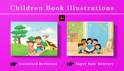 I will design children book illustration and cover adobe illustratior book book cover children cover graphic design illustration illustrations kids story book