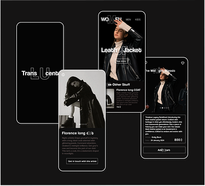 Translucent (Clothing Brand) app black brand branding clothes clothing dark design minimal ui ux