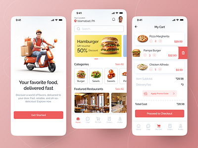 Clean Food Delivery App - UIUX Design checkoutscreen cleaninterfacedesign delicious deliveryapp deliveryfood dinnertime foodcheckoutui fooddelivery foodieapp foodillustration foodlover foodonboarding foodphotography hungry menuappui topfoodui trending trendingui ui uiux