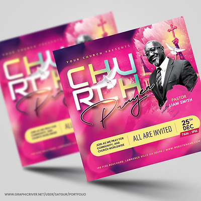 PSD Template - Church Flyer advertisememnt church flyer design download psd flyer free download graphic design instagram post layout photoshop prayer and worship promotional flyer social media banner sunday service