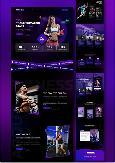 Just Gym Page 3d abstract animation branding cardio exercisses fitness girl graphic design gym home page landing page logo motion graphics run ui uiux ux web design