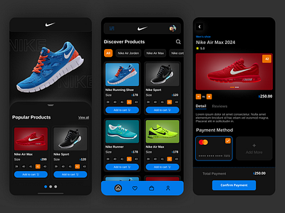 Shoe App UI UX Design app design app redesign app ui designer figma figma mobile app design minimal app design mobile shoes app mobile ui modern app design nike nike mobile app nike page info page nike shoes app nike shoes info screen nike shoes onfo page design shoes app shoes app design ui ux user interface