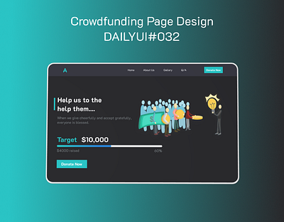 Modal For CrowdFunding Page Design- DailyUI Day032 crowdfunding dailyui dailyui032 dailyui032crowdfunding figma landing page uiux user interface web design website