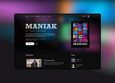 Streaming site concept, alt version actor blur colors movie neon series streaming ui video