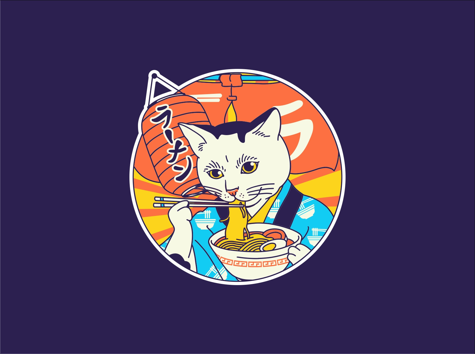 Kitty Ramen - Illustration apparel branding cat clothing brand design editorial graphic design illustration japan japanese kitty logo merch merchandise packaging ramen sticker vector