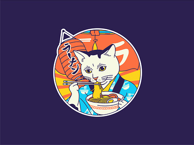 Kitty Ramen - Illustration apparel branding cat clothing brand design editorial graphic design illustration japan japanese kitty logo merch merchandise packaging ramen sticker vector